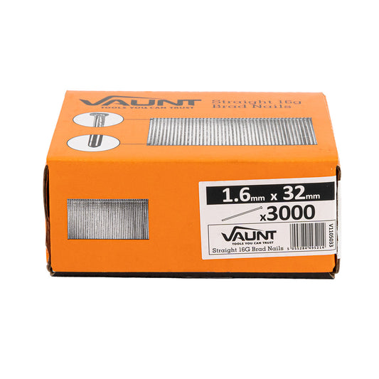 Vaunt 32mm 16g Straight Brad Nails - Pack of 3000