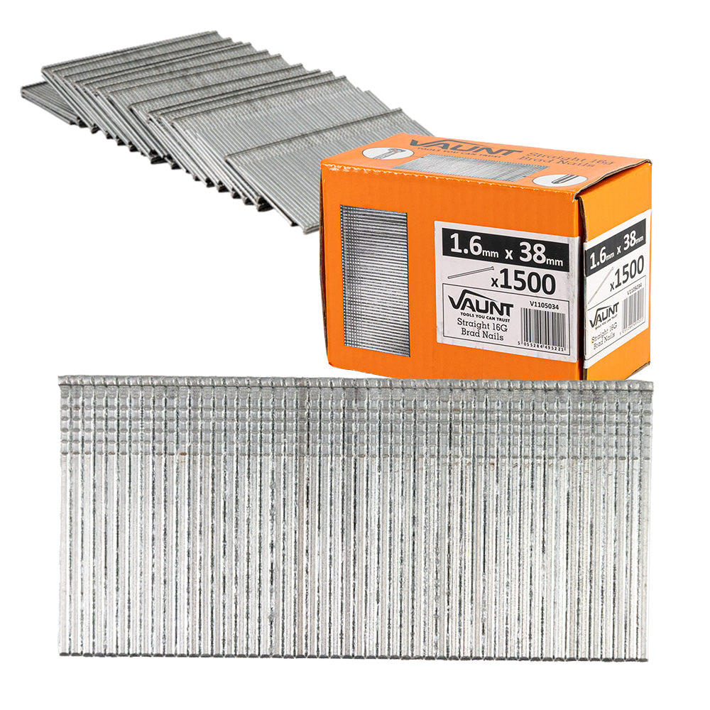 Vaunt 38mm 16g Straight Brad Nails - Pack of 1500