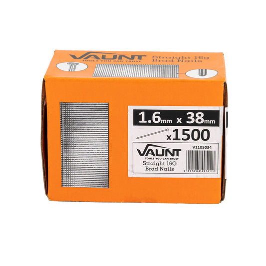 Vaunt 38mm 16g Straight Brad Nails - Pack of 1500