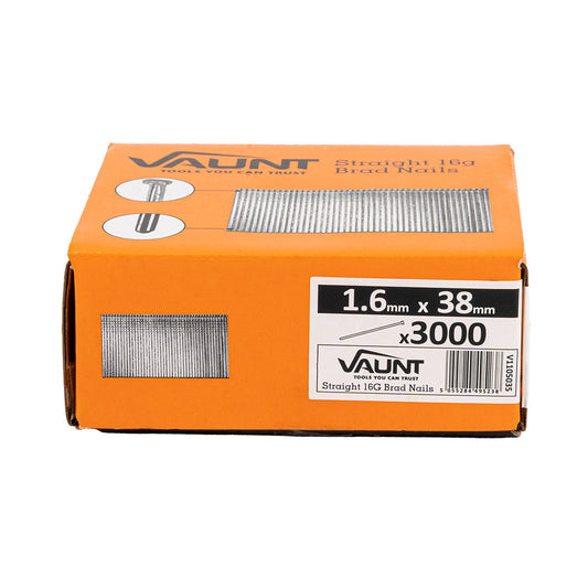 Vaunt 38mm 16g Straight Brad Nails - Pack of 3000
