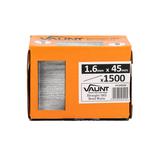 Vaunt 45mm 16g Straight Brad Nails - Pack of 1500