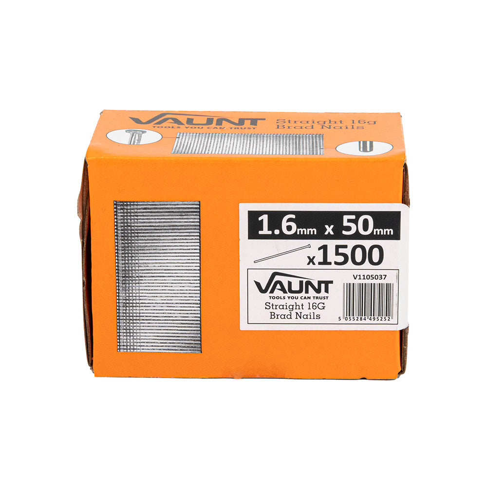 Vaunt 50mm 16g Straight Brad Nails - Pack of 1500