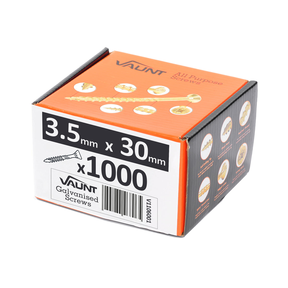 Vaunt 3.5mm x 30mm Multi-Purpose Wood Screws - Box of 1000