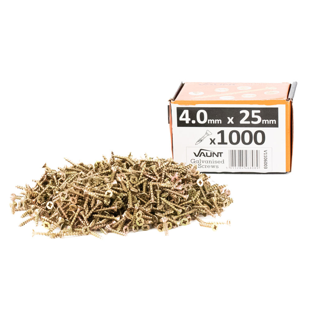 Vaunt 4.0mm x 25mm Multi-Purpose Wood Screws - Box of 1000