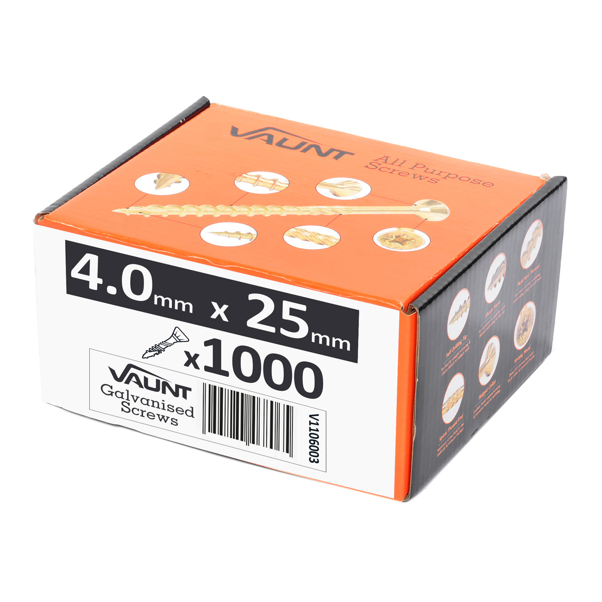 Vaunt 4.0mm x 25mm Multi-Purpose Wood Screws - Box of 1000