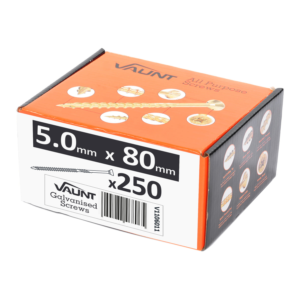 Vaunt 5.0mm x 80mm Multi-Purpose Wood Screws - Box of 250