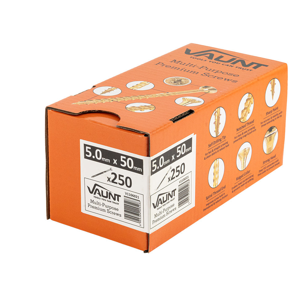Vaunt 5.0mm x 50mm Multi-Purpose Wood Screws - Box of 250