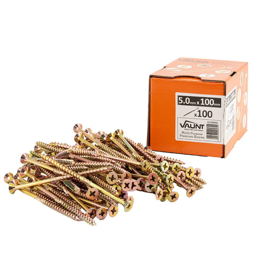 Vaunt 5.0mm x 100mm Multi-Purpose Wood Screws - Box of 100
