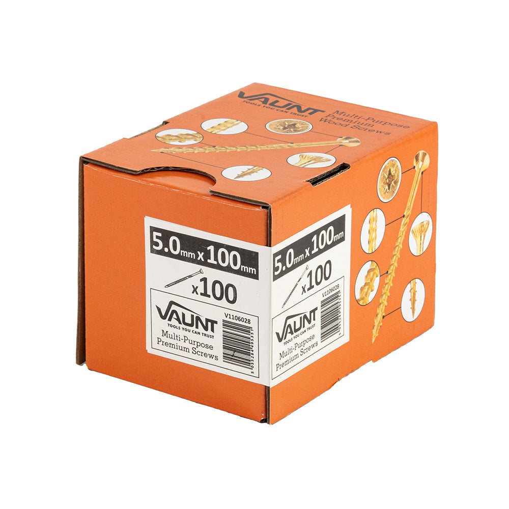 Vaunt 5.0mm x 100mm Multi-Purpose Wood Screws - Box of 100