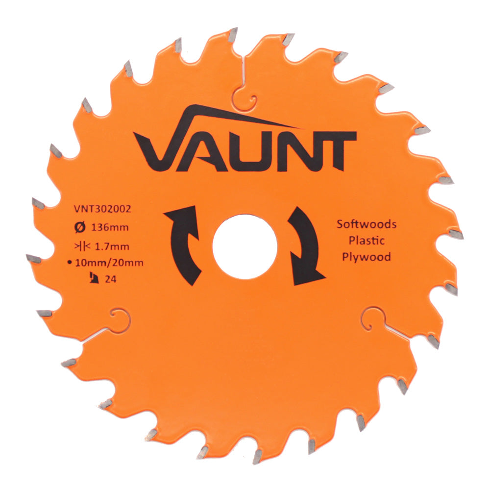 Vaunt 136mm x 20mm 24T TCT Circular Saw Blade with 10mm Reduction Ring