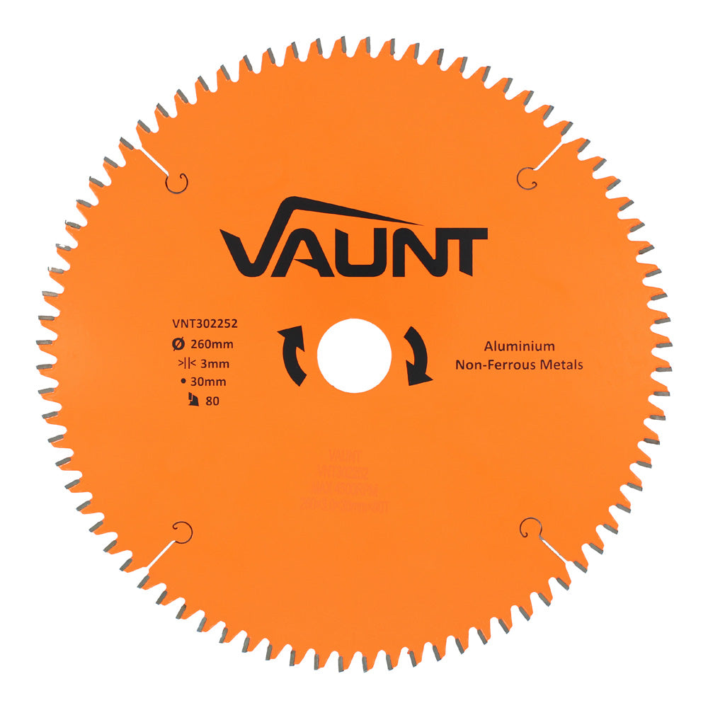 Vaunt 260mm x 30mm 80T TCT Circular Saw Blade for Aluminium Cutting