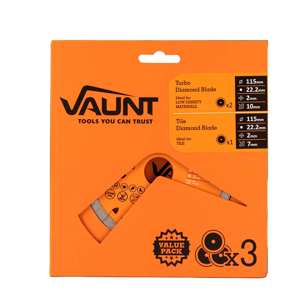 Vaunt General Purpose and Tile Diamond Blade Set 115mm - Pack of 3
