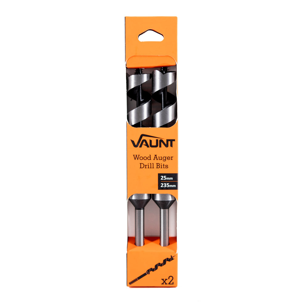 Vaunt 25mm x 235mm Wood Auger Drill Bits - Pack of 2