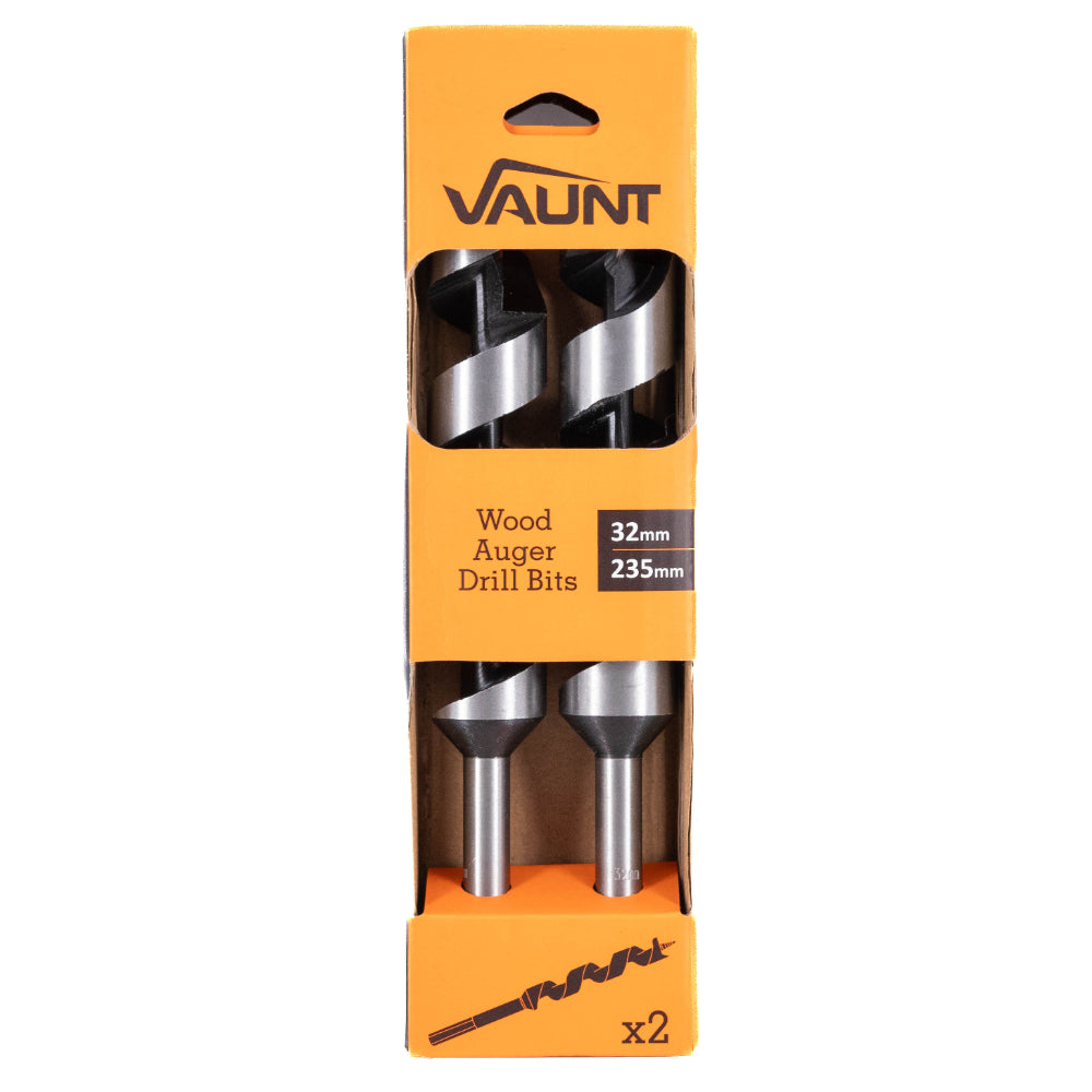 Vaunt 32mm x 235mm Wood Auger Drill Bits - Pack of 2