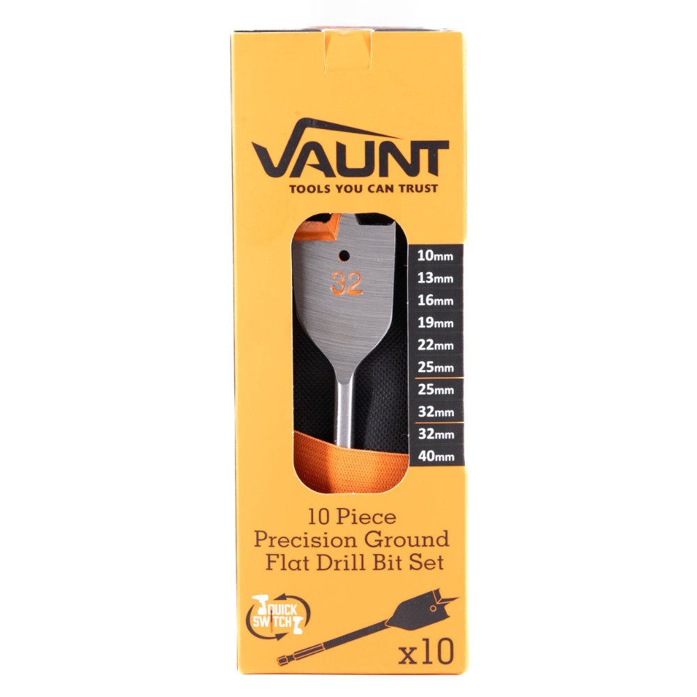 Vaunt 10 Piece Flat Drill Bit Set