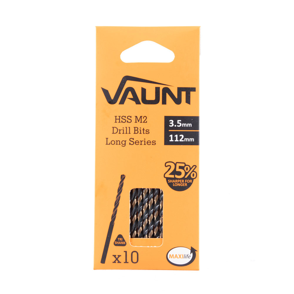 Vaunt 3.5mm x 112mm HSS M2 Long Turbo Drill Bits - Pack of 10