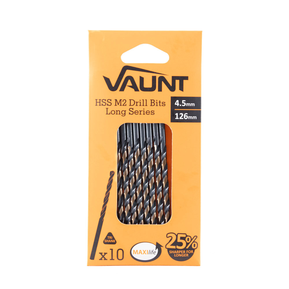 Vaunt 4.5mm x 126mm HSS M2 Long Turbo Drill Bits - Pack of 10