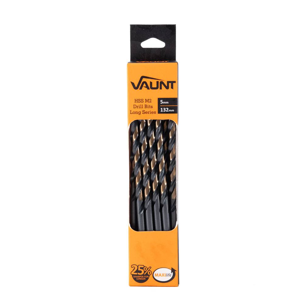 Vaunt 5.0mm x 132mm HSS M2 Long Turbo Drill Bits - Pack of 10