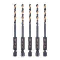 Vaunt 4.0mm x 100mm 1/4'' Hex Shank HSS M2 Turbo Drill Bits - Pack of 5