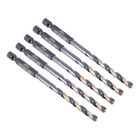 Vaunt 5.0mm x 106mm 1/4'' Hex Shank HSS M2 Turbo Drill Bits - Pack of 5