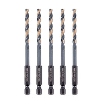 Vaunt 5.0mm x 106mm 1/4'' Hex Shank HSS M2 Turbo Drill Bits - Pack of 5