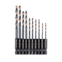 Vaunt 10 Piece 1/4'' Hex Shank HSS M2 Turbo Drill Bit Set