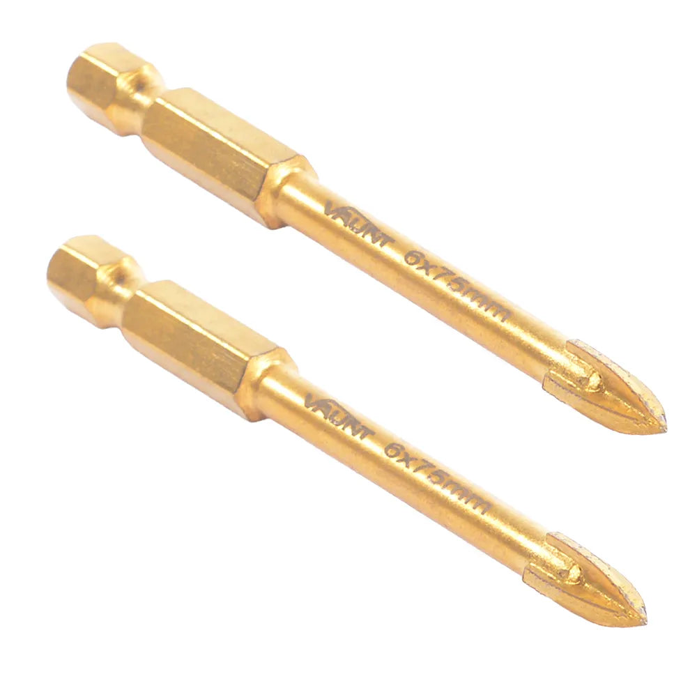 Vaunt 6.0mm × 70mm Tile & Glass Cross Tip Drill Bits - Pack of 2