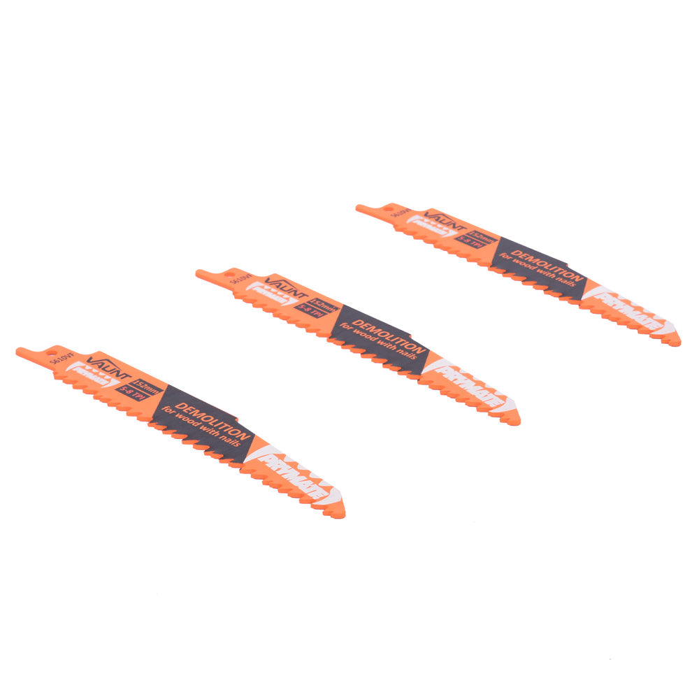 Vaunt 150mm Demolition Reciprocating Saw Blades For Wood & Metal (S610VF) – Pack of 3