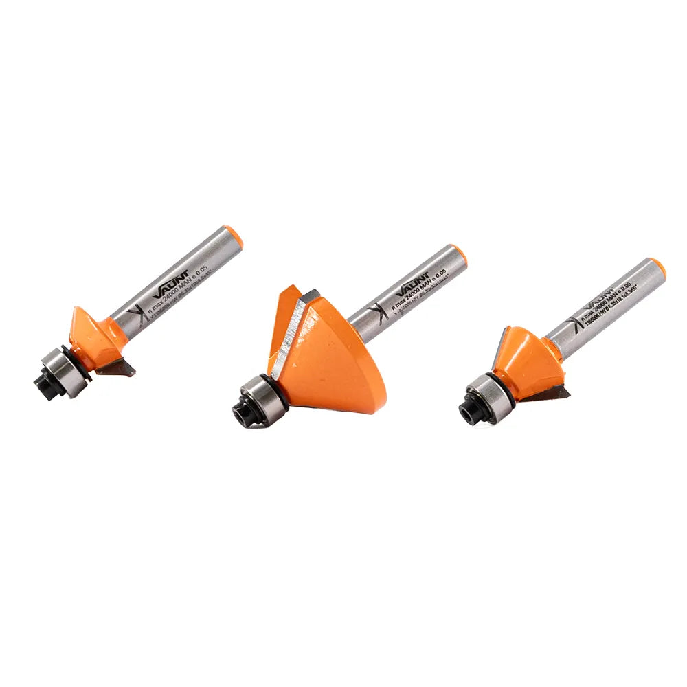 Vaunt 3 Piece Chamfer Router Cutter 1/4" Shank Set