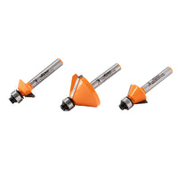 Vaunt 3 Piece Chamfer Router Cutter 1/4" Shank Set