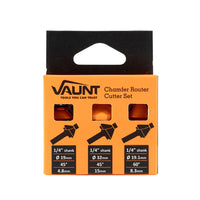 Vaunt 3 Piece Chamfer Router Cutter 1/4" Shank Set