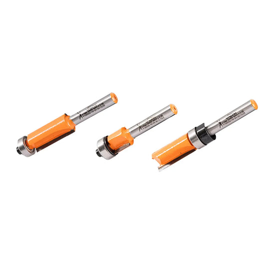 Vaunt 3 Piece Router Cutters Top & Bottom Bearing Guided 1/4" Shank Set