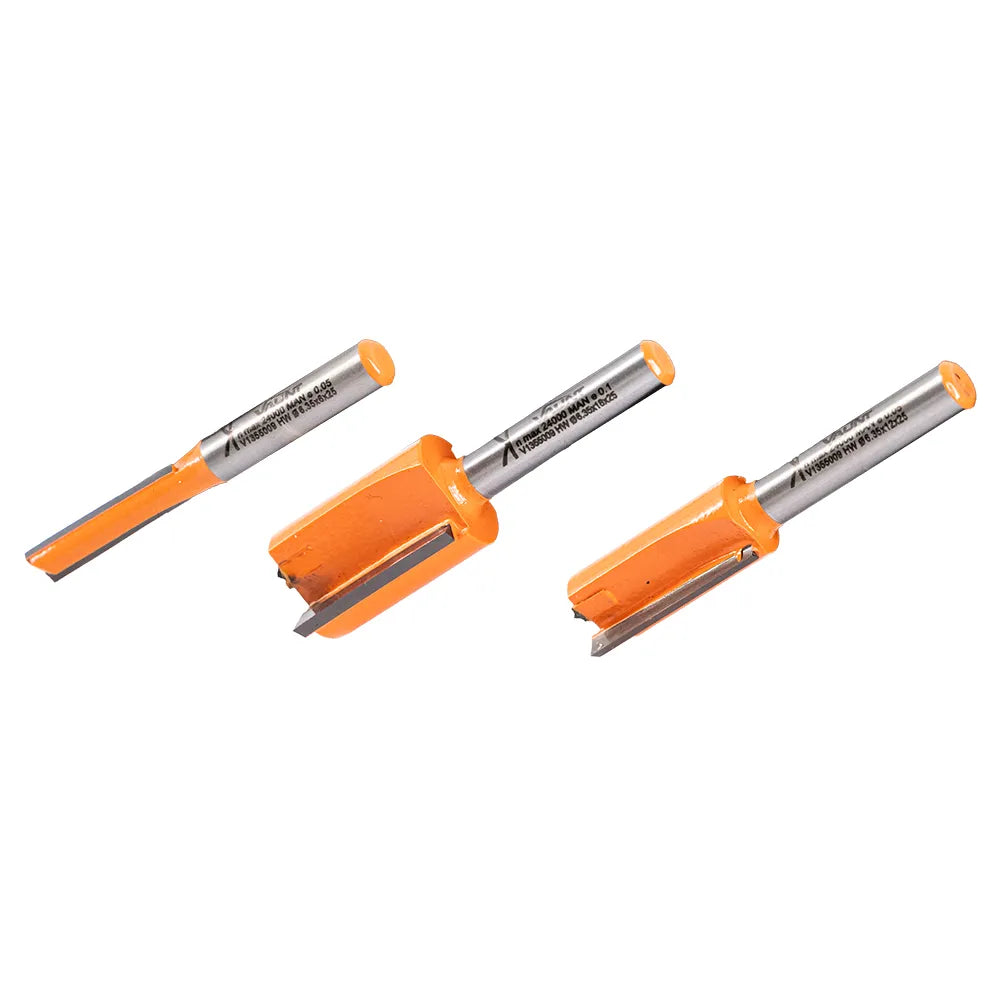 Vaunt 3 Piece Router Cutters 6.0mm/12mm/18mm Straight 1/4" Shank Set