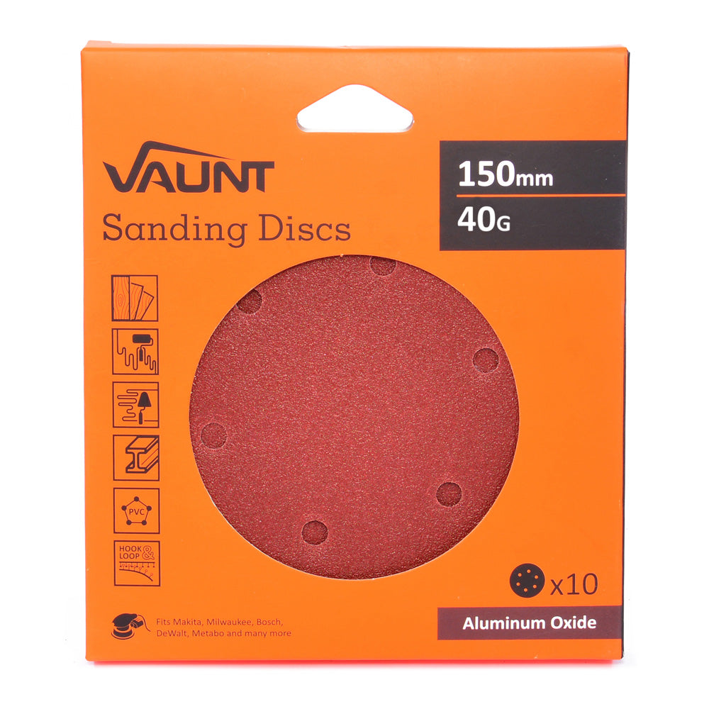 Vaunt 150mm 40 Grit Sanding Discs - Pack of 10