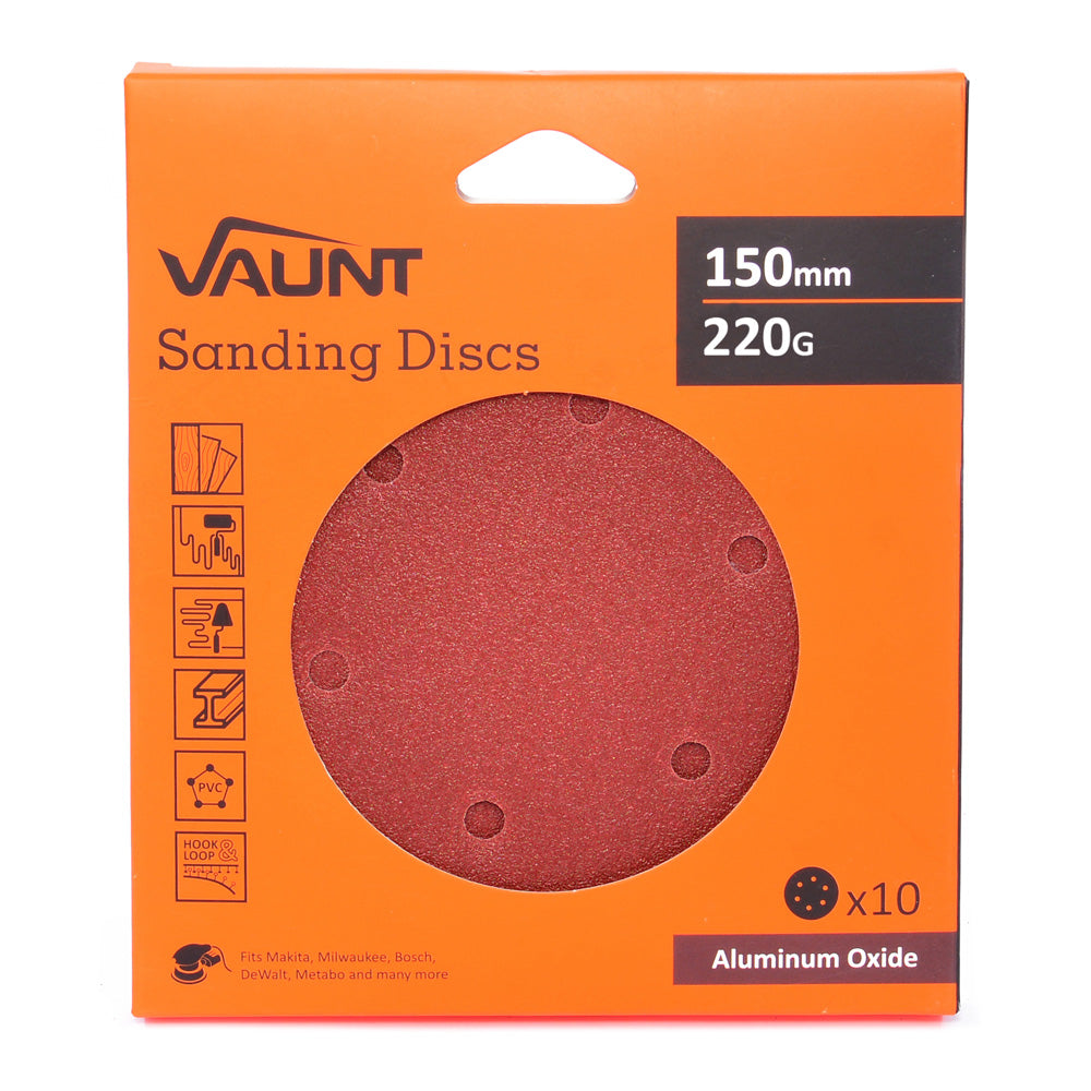 Vaunt 150mm 220 Grit Sanding Discs - Pack of 10