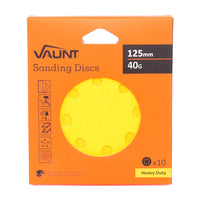 Vaunt 125mm 40 Grit Yellow Oxide Sanding Discs - Pack of 10