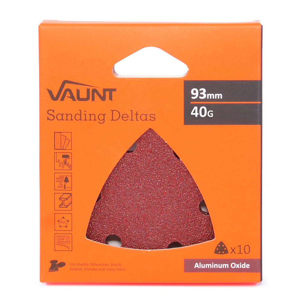 Vaunt 93mm 40 Grit Delta Sanding Sheets - Pack of 10
