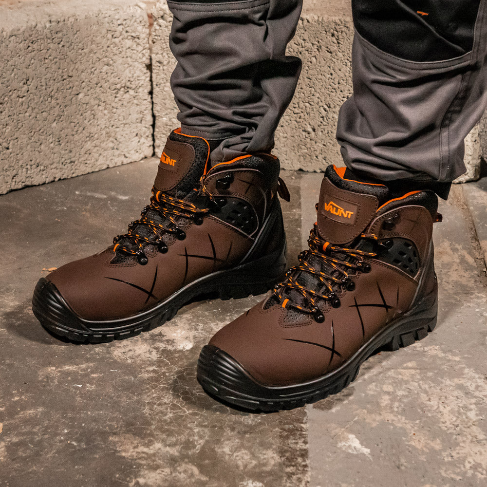 Vaunt Berlin Safety Boots - Brown Size 9