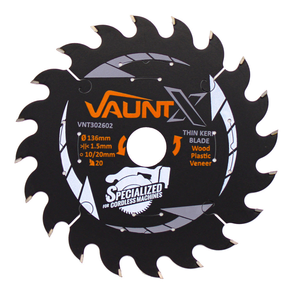 Vaunt X 136mm x 20mm 20T TCT Circular Thin Kerf Saw Blade with 10mm Reduction Ring
