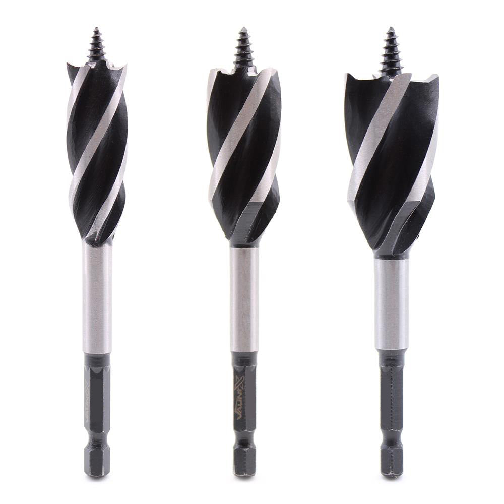 Vaunt X 3 Piece 120mm 4 Flute Auger Drill Stubby Bit Set