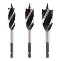 Vaunt X 3 Piece 120mm 4 Flute Auger Drill Stubby Bit Set