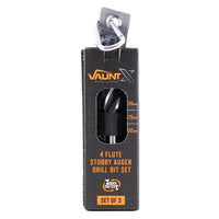 Vaunt X 3 Piece 120mm 4 Flute Auger Drill Stubby Bit Set