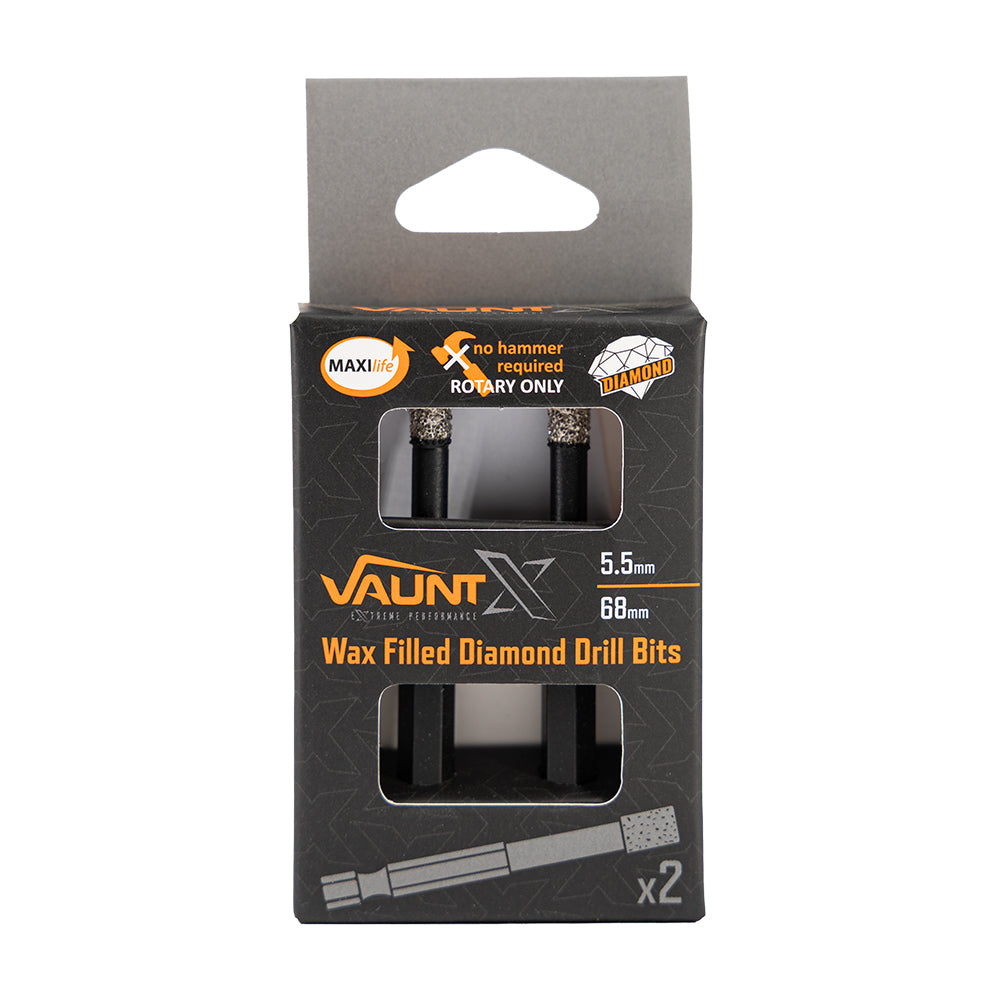 Vaunt X Wax Filled Diamond Tile Drill Bit 5.5mm 68mm - Pack of 2
