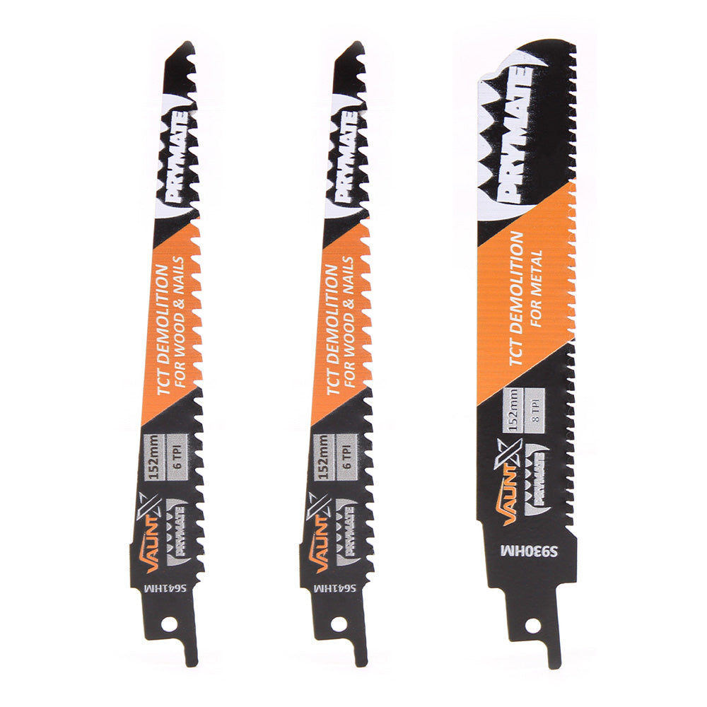 Vaunt X 3 Piece Heavy Duty Demolition Mixed Use Reciprocating Saw Blades Set