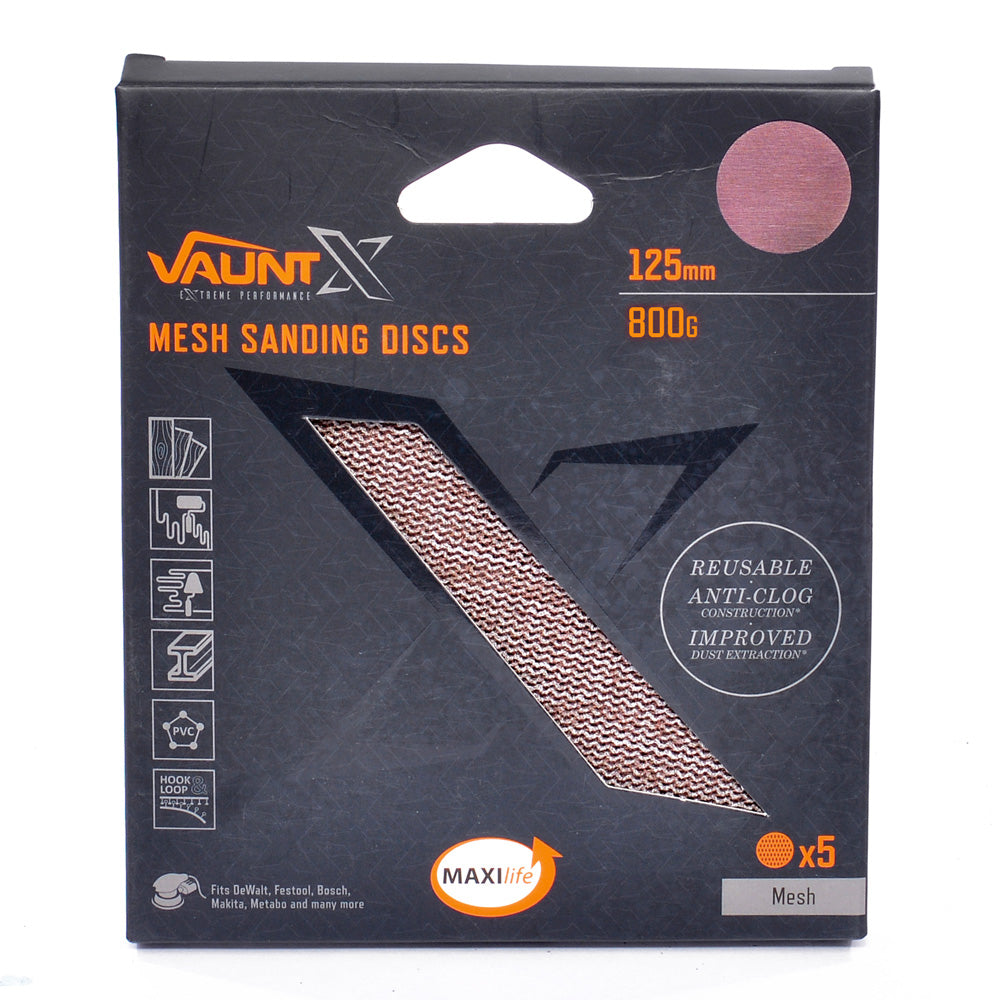 Vaunt X 125mm 800 Grit Mesh Net Sanding Discs - Pack of 5
