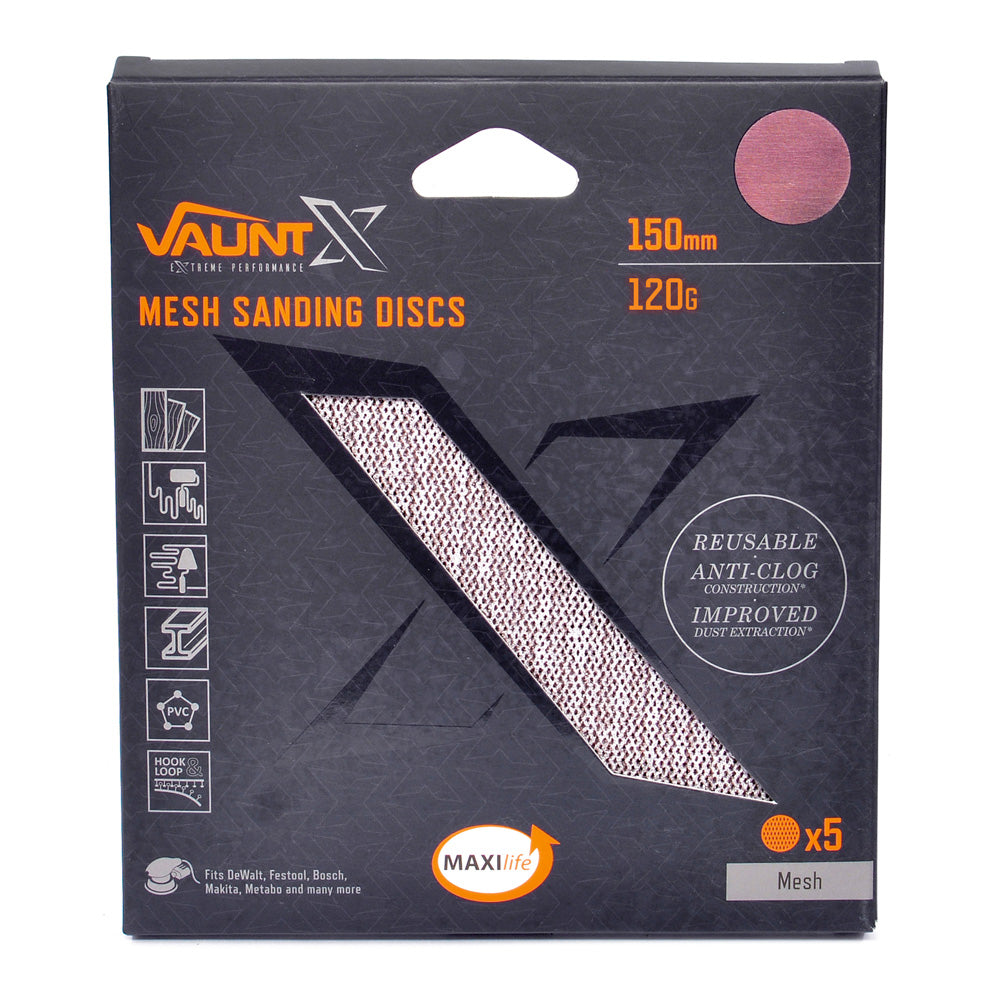 Vaunt X 150mm 120 Grit Mesh Net Sanding Discs - Pack of 5