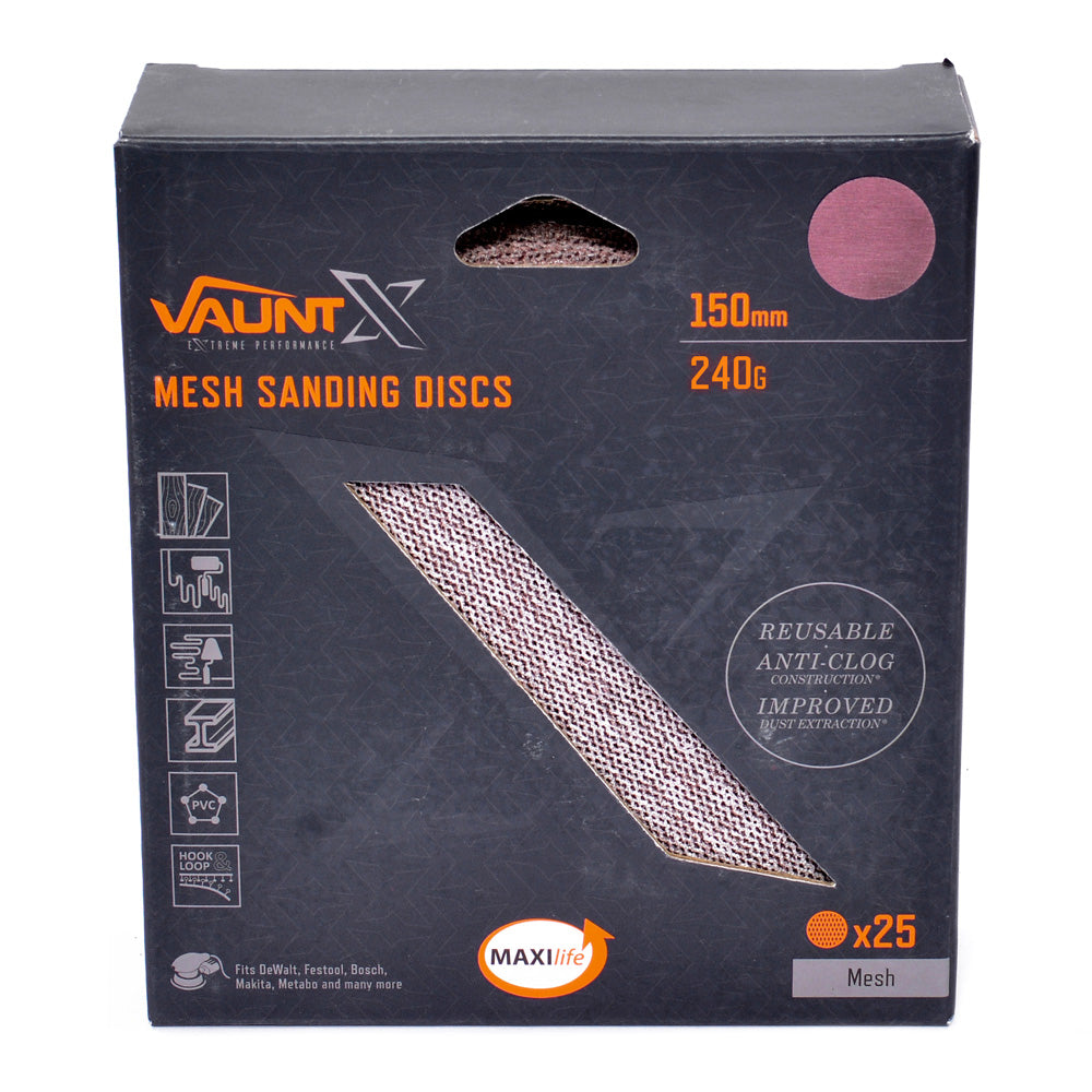 Vaunt X 150mm 240 Grit Mesh Net Sanding Discs - Pack of 25