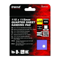 Trend Zirconium 1/4 Sheet Sanding Sheet 115mm x 115mm 40 Grit (10 Pack)