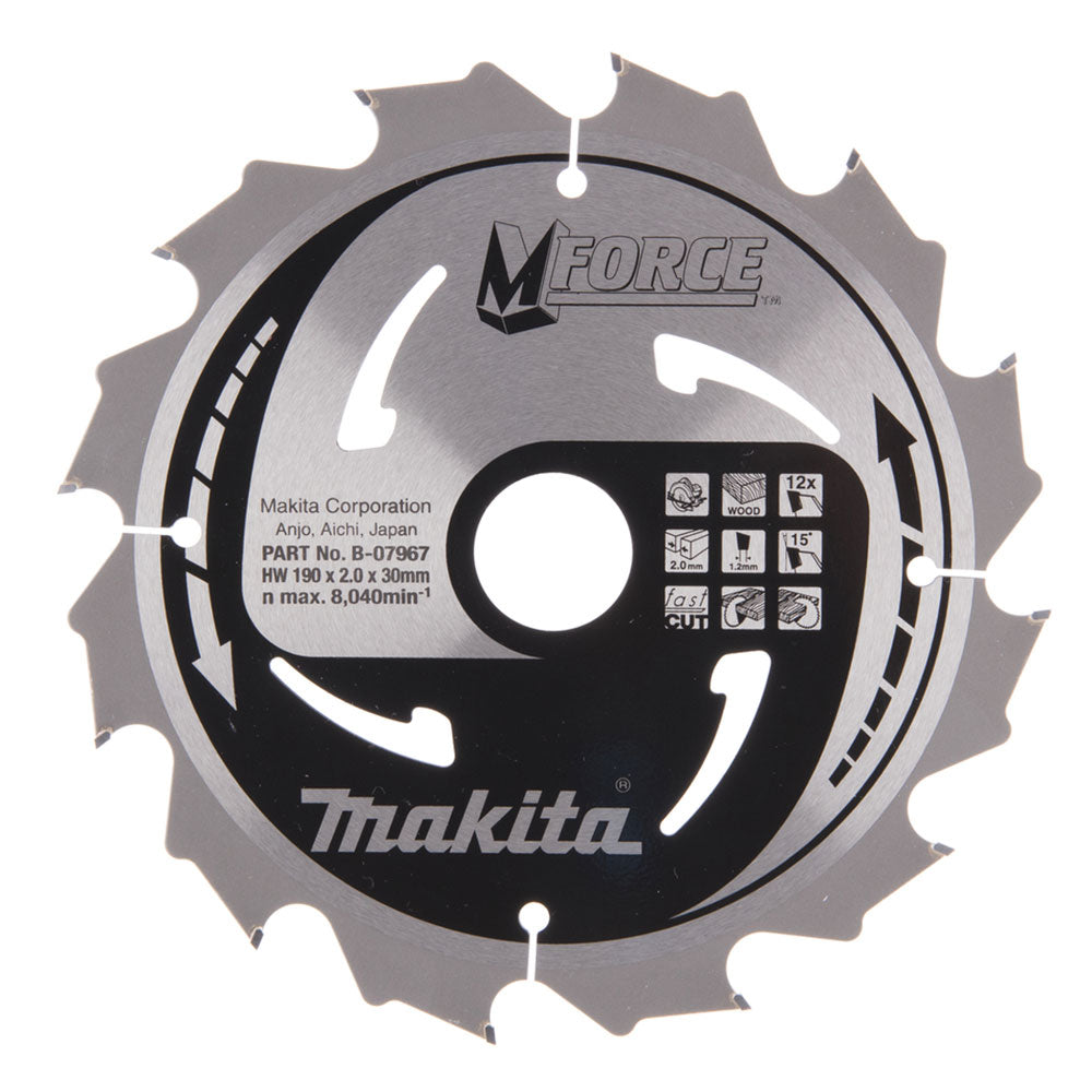 Makita MForce Circular Saw Blade 190mm x 30mm 12T