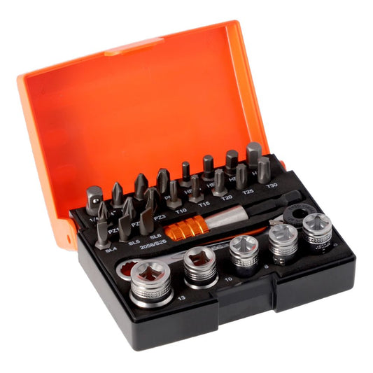 Bahco 1/4" Standard Bit & Socket Set for Slotted/Phillips/Pozidriv/TORX®/Hex Head Screw - 26 Pcs